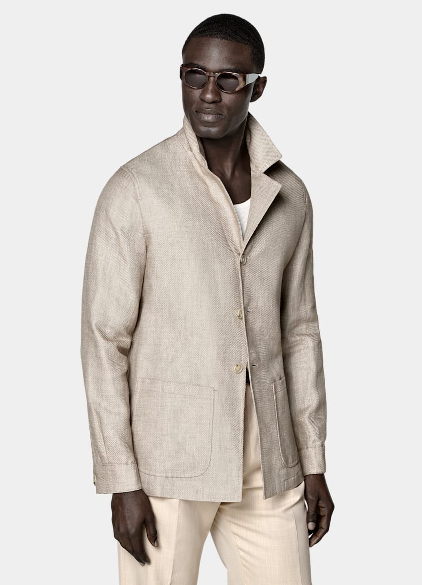 Mid Brown Relaxed Fit Shirt-Jacket