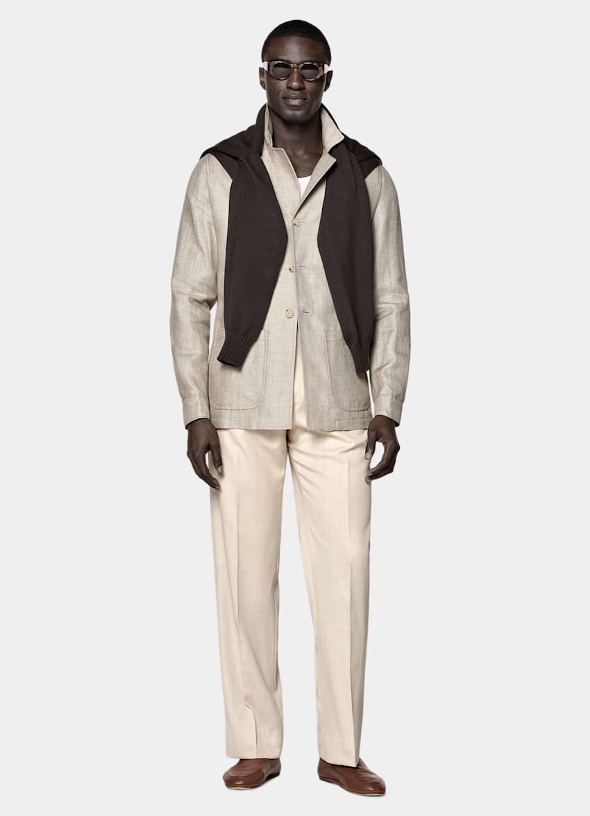 Mid Brown Relaxed Fit Shirt-Jacket