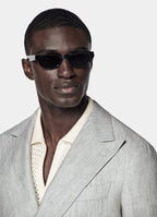 Light Grey Herringbone Tailored Fit Havana Blazer