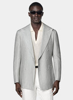 Light Grey Herringbone Tailored Fit Havana Blazer