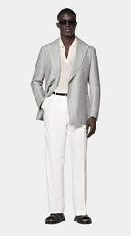 Light Grey Herringbone Tailored Fit Havana Blazer