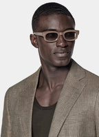 Mid Brown Checked Tailored Fit Havana Blazer