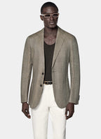 Mid Brown Checked Tailored Fit Havana Blazer
