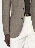 Mid Brown Checked Tailored Fit Havana Blazer