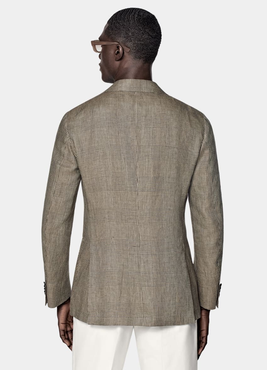 Mid Brown Checked Tailored Fit Havana Blazer