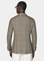 Mid Brown Checked Tailored Fit Havana Blazer
