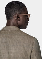 Mid Brown Checked Tailored Fit Havana Blazer