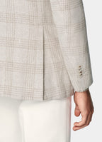 Light Taupe Checked Relaxed Fit Roma Blazer