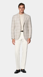 Light Taupe Checked Relaxed Fit Roma Blazer