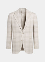 Light Taupe Checked Relaxed Fit Roma Blazer