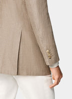 Mid Brown Houndstooth Relaxed Fit Roma Blazer