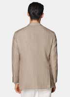 Mid Brown Houndstooth Relaxed Fit Roma Blazer