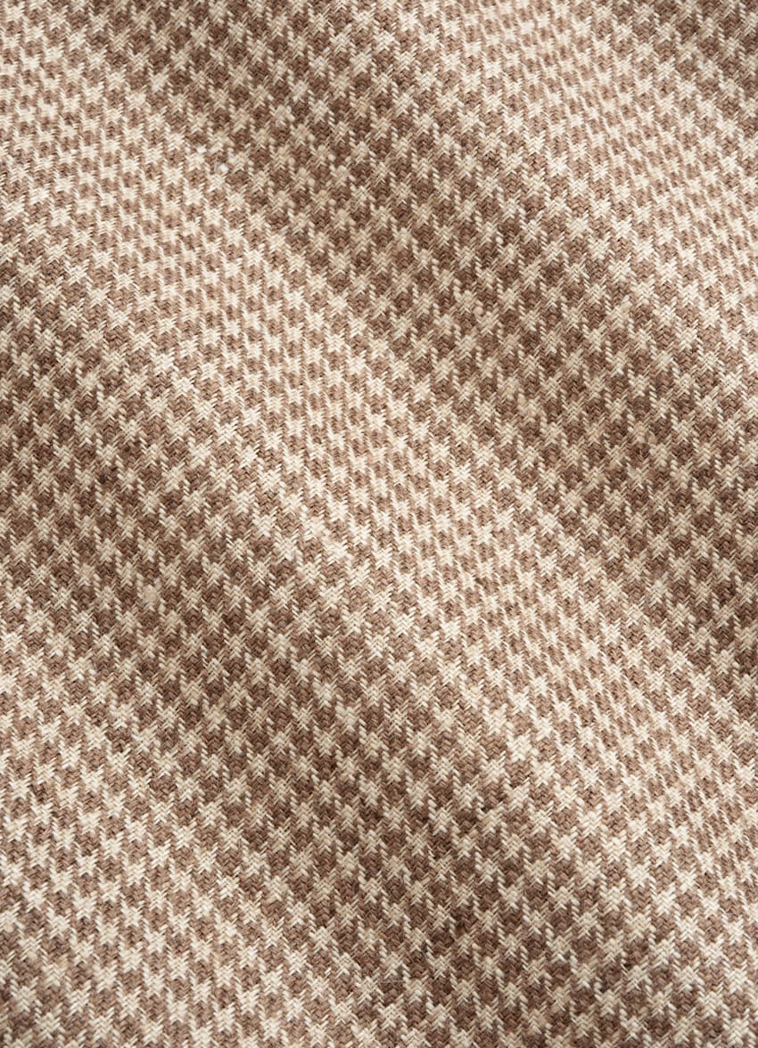 Mid Brown Houndstooth Relaxed Fit Roma Blazer