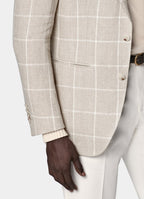Light Taupe Checked Relaxed Fit Roma Blazer