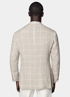 Light Taupe Checked Relaxed Fit Roma Blazer