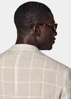 Light Taupe Checked Relaxed Fit Roma Blazer