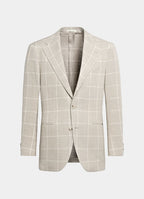 Light Taupe Checked Relaxed Fit Roma Blazer