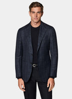 Navy Checked Tailored Fit Havana Blazer