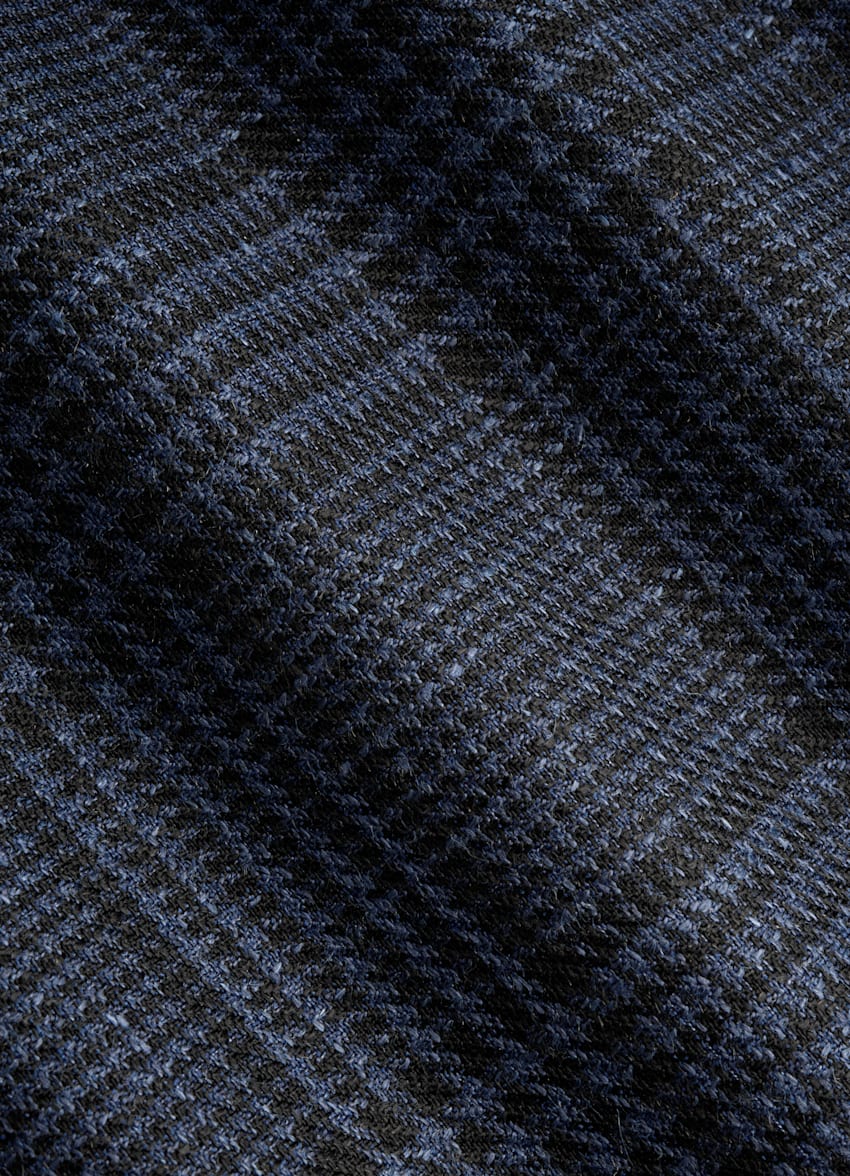Navy Checked Tailored Fit Havana Blazer