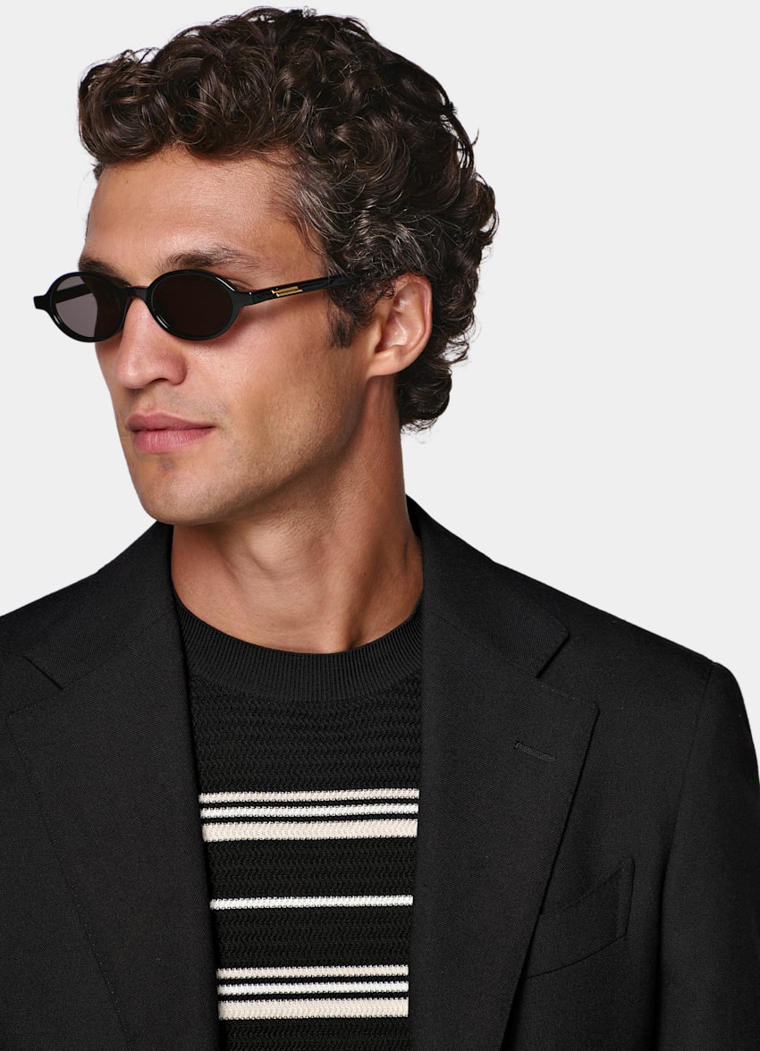 Black Tailored Fit Havana Suit Jacket