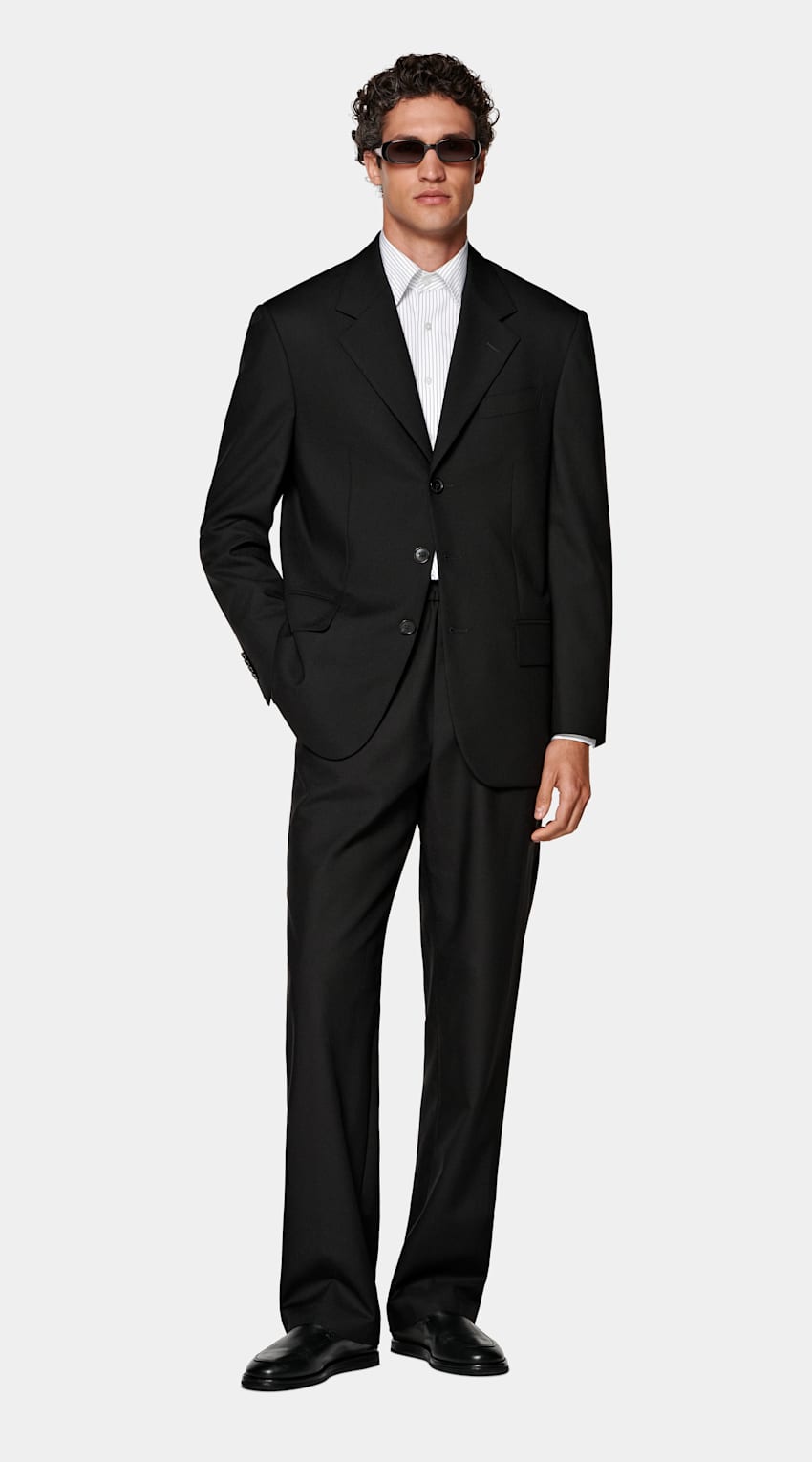 Black Relaxed Fit Brera Suit