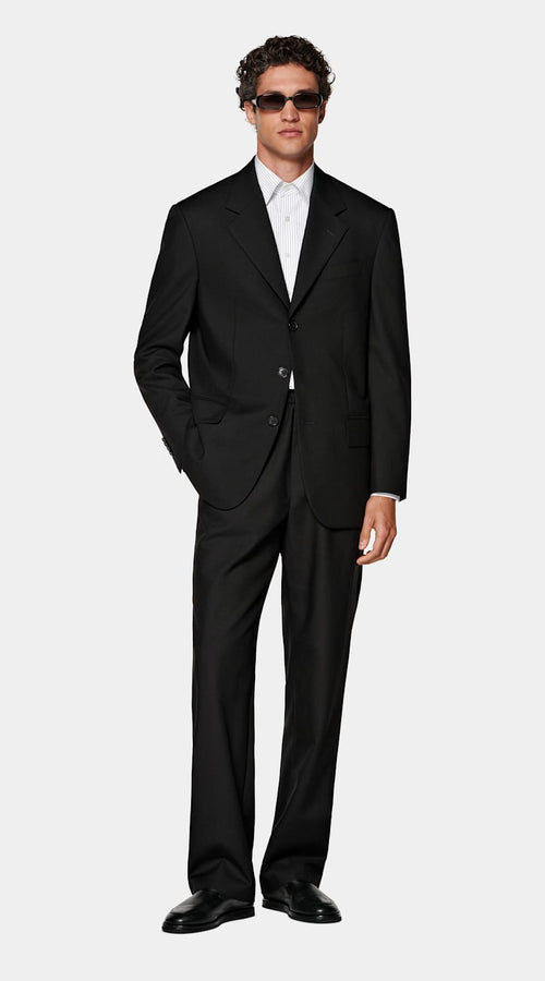 Black Relaxed Fit Brera Suit