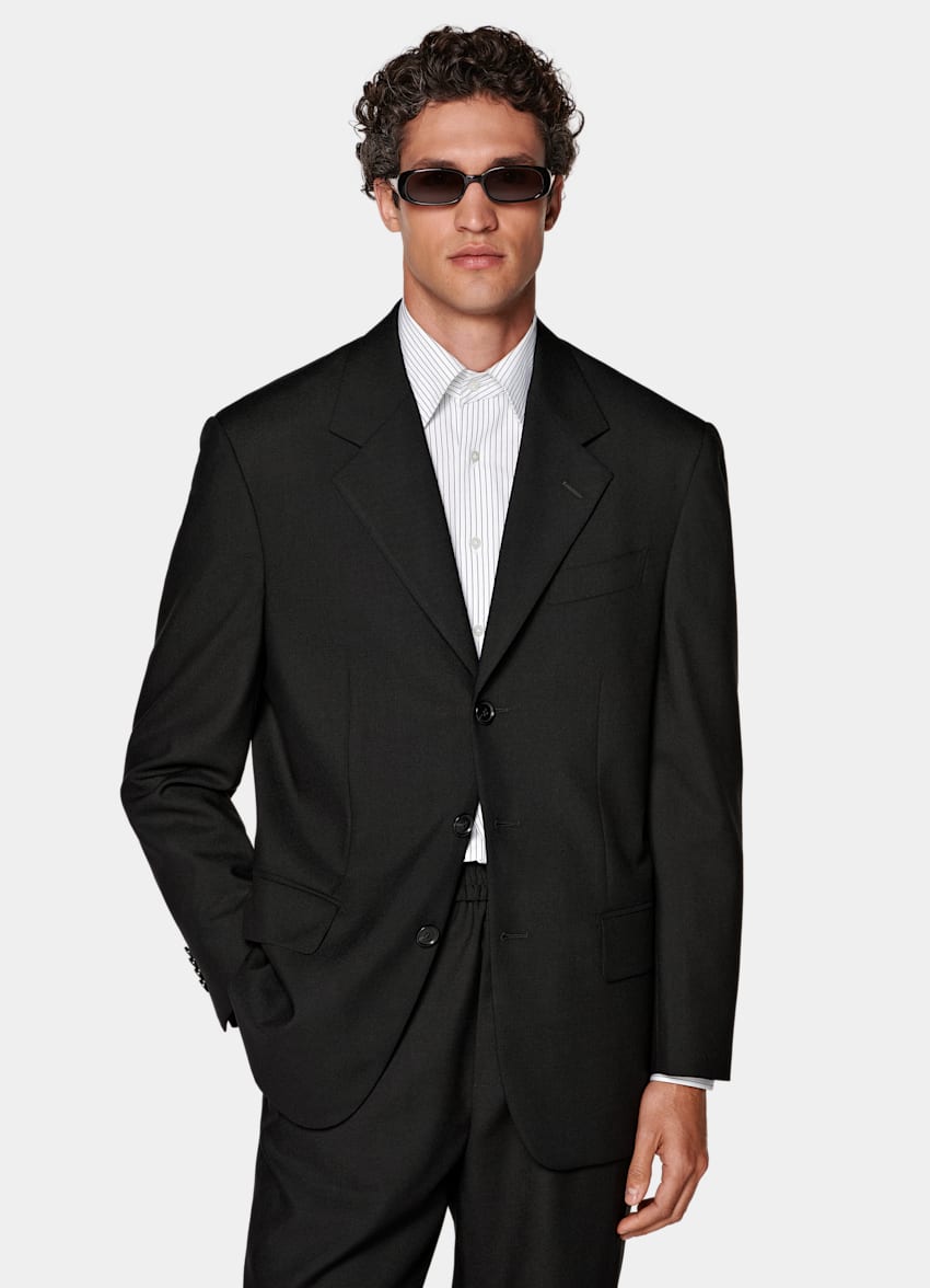 Black Relaxed Fit Brera Suit