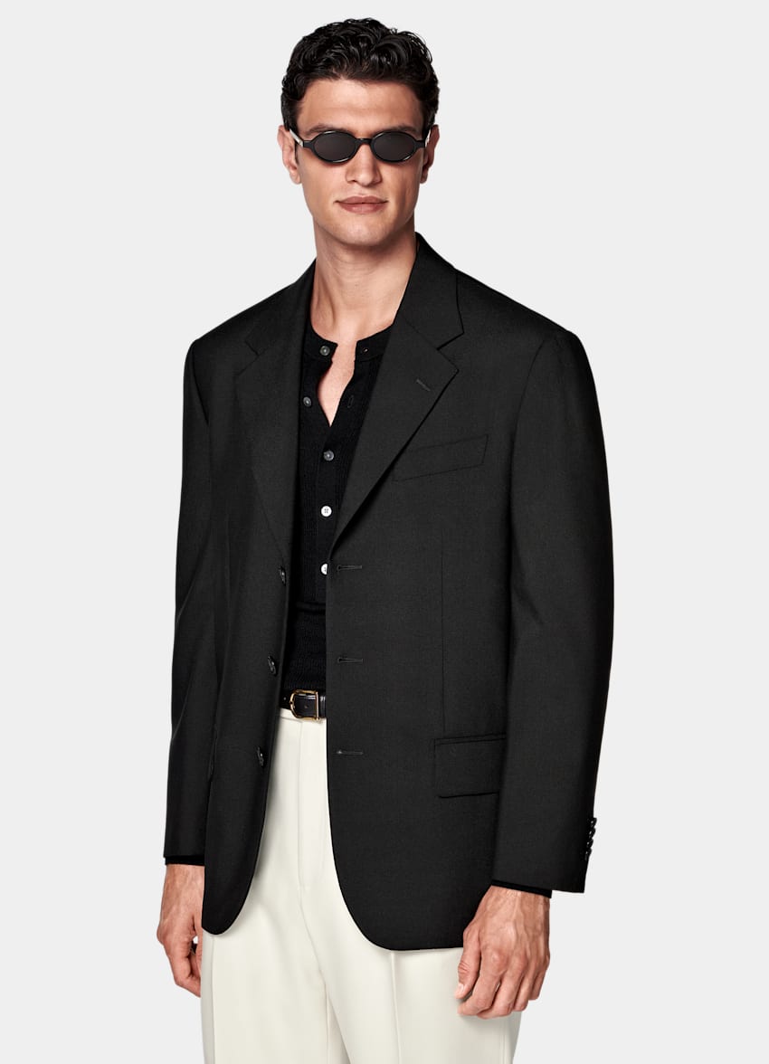 Black Relaxed Fit Brera Suit Jacket