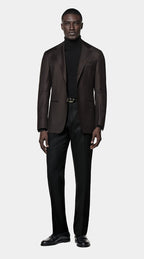 Dark Brown Houndstooth Tailored Fit Havana Blazer