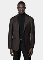 Dark Brown Houndstooth Tailored Fit Havana Blazer