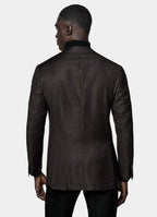 Dark Brown Houndstooth Tailored Fit Havana Blazer