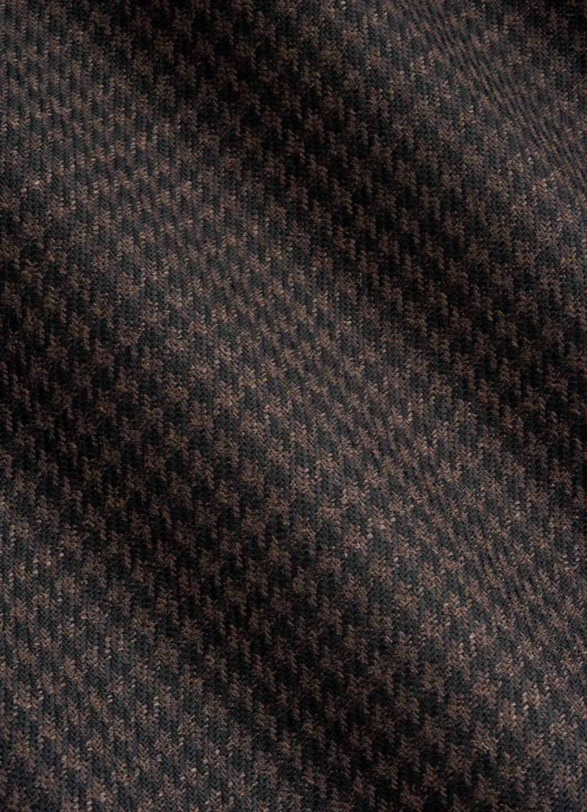 Dark Brown Houndstooth Tailored Fit Havana Blazer
