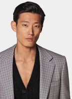 Taupe Checked Tailored Fit Milano Blazer
