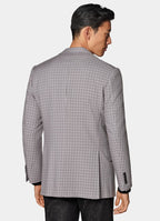 Taupe Checked Tailored Fit Milano Blazer