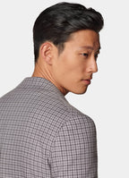 Taupe Checked Tailored Fit Milano Blazer