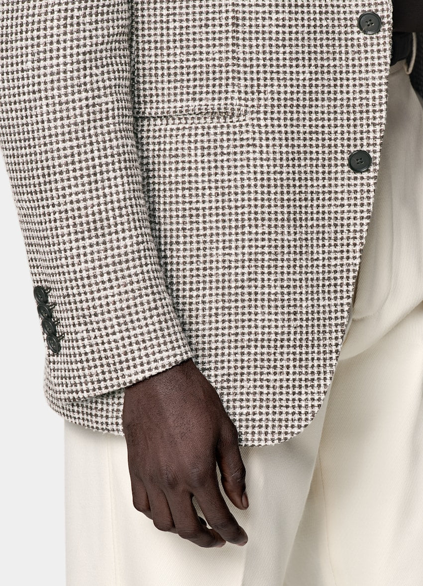 Mid Brown Checked Relaxed Fit Roma Blazer