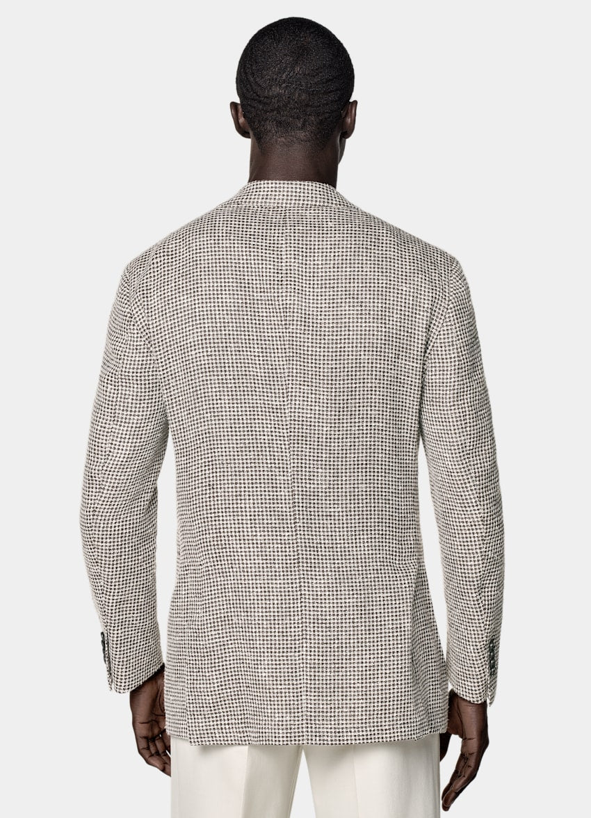 Mid Brown Checked Relaxed Fit Roma Blazer