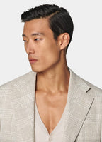 Sand Checked Relaxed Fit Roma Blazer