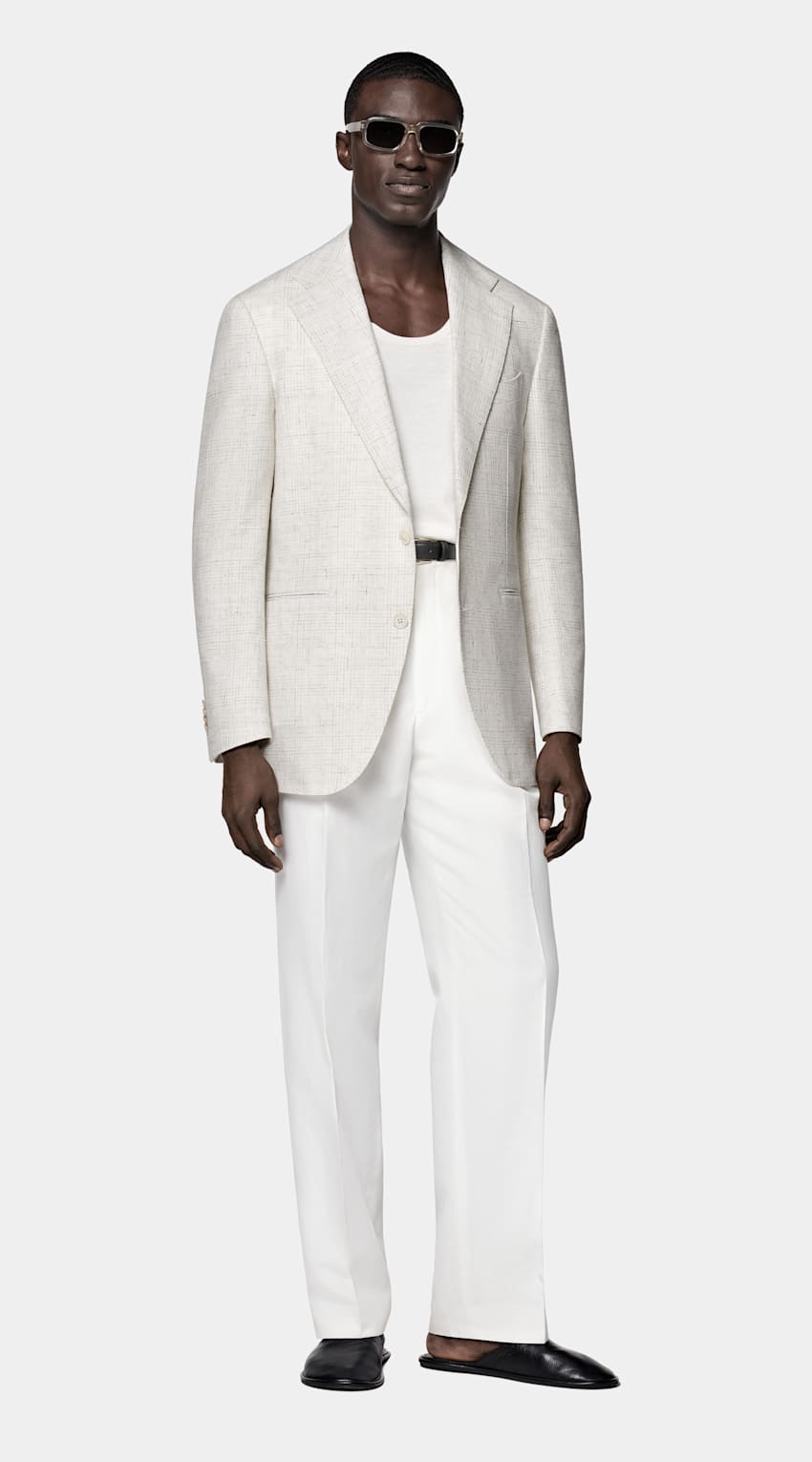 Light Grey Checked Relaxed Fit Roma Blazer