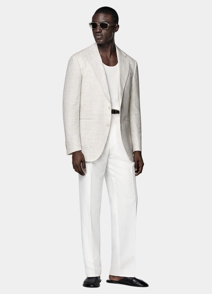 Light Grey Checked Relaxed Fit Roma Blazer