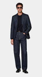 Navy Checked Tailored Fit Havana Blazer