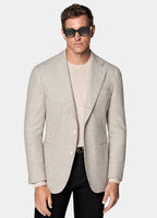 Sand Checked Relaxed Fit Roma Blazer