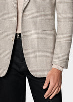 Sand Checked Relaxed Fit Roma Blazer