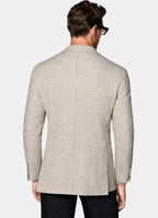 Sand Checked Relaxed Fit Roma Blazer