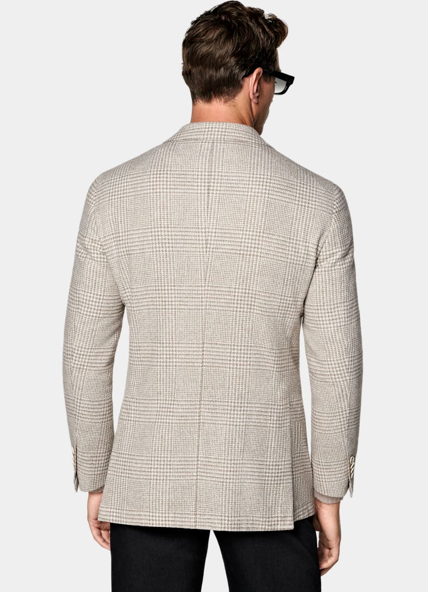 Sand Checked Relaxed Fit Roma Blazer