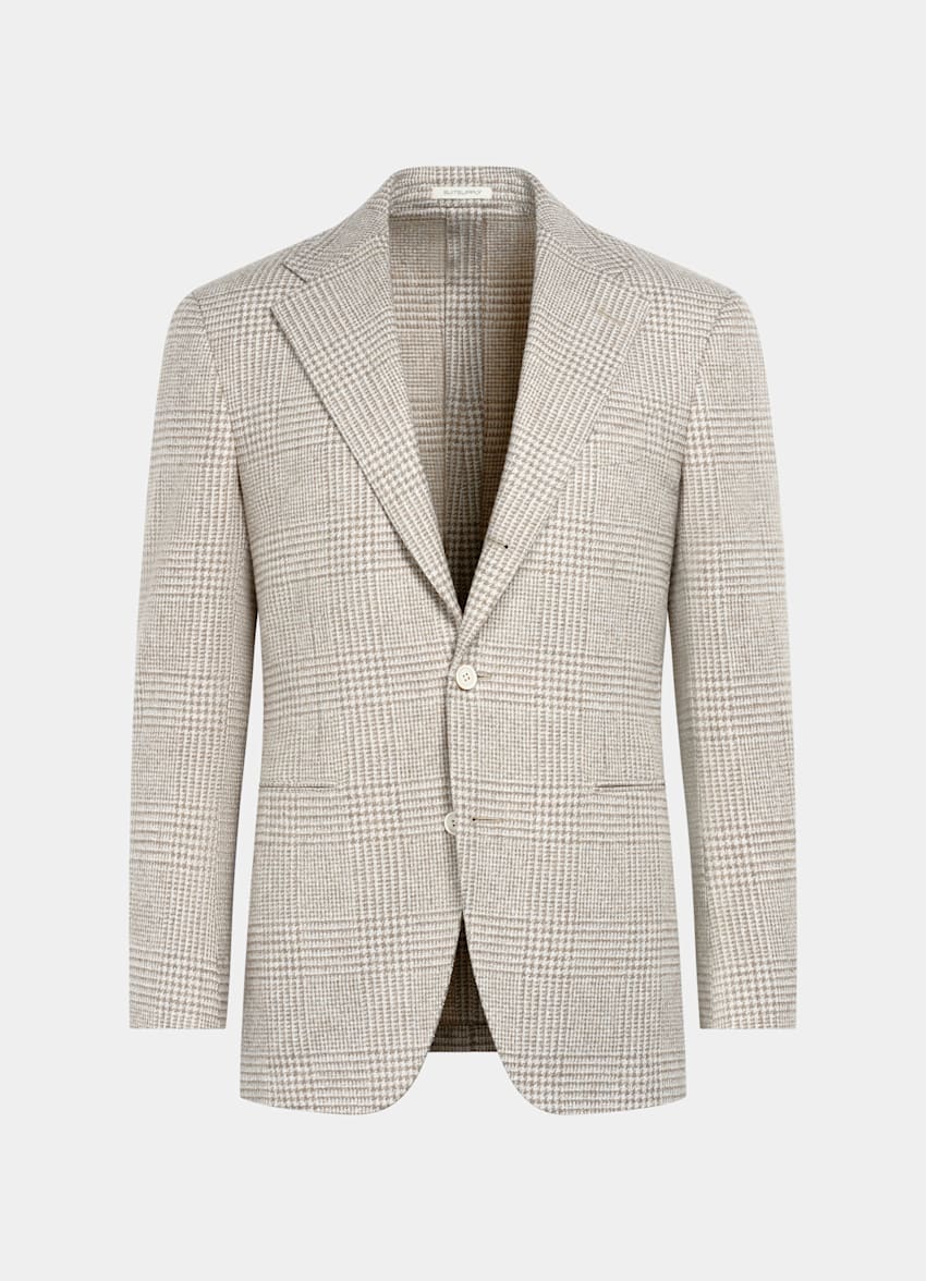 Sand Checked Relaxed Fit Roma Blazer