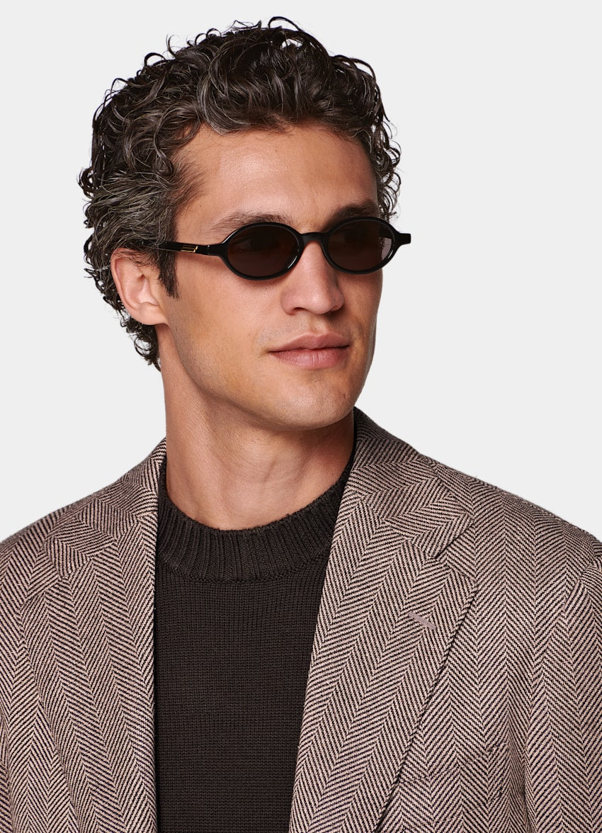 Pink Herringbone Relaxed Fit Roma Blazer