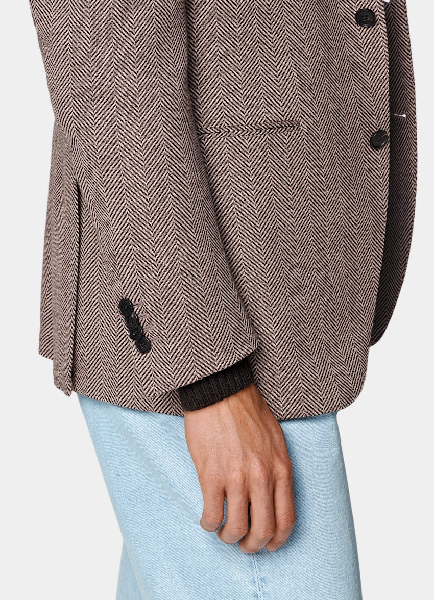 Pink Herringbone Relaxed Fit Roma Blazer