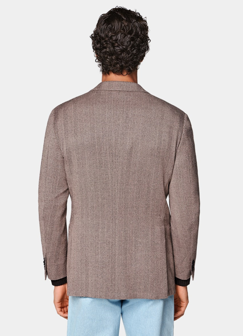 Pink Herringbone Relaxed Fit Roma Blazer