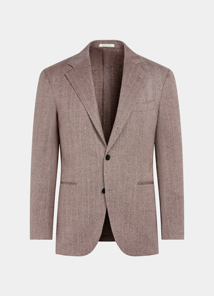 Pink Herringbone Relaxed Fit Roma Blazer